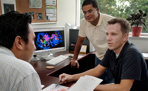 graduate students and teacher