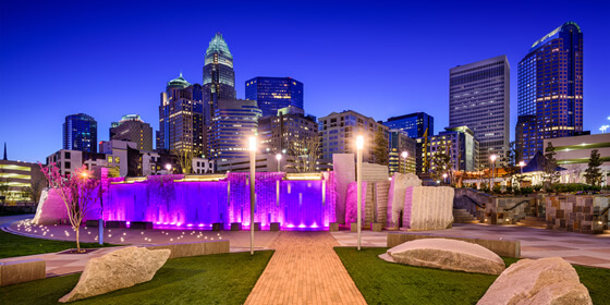 Romare Bearden Park and Charlotte skyline