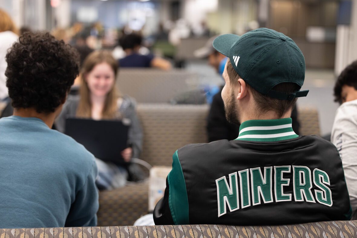 Students studying in the library