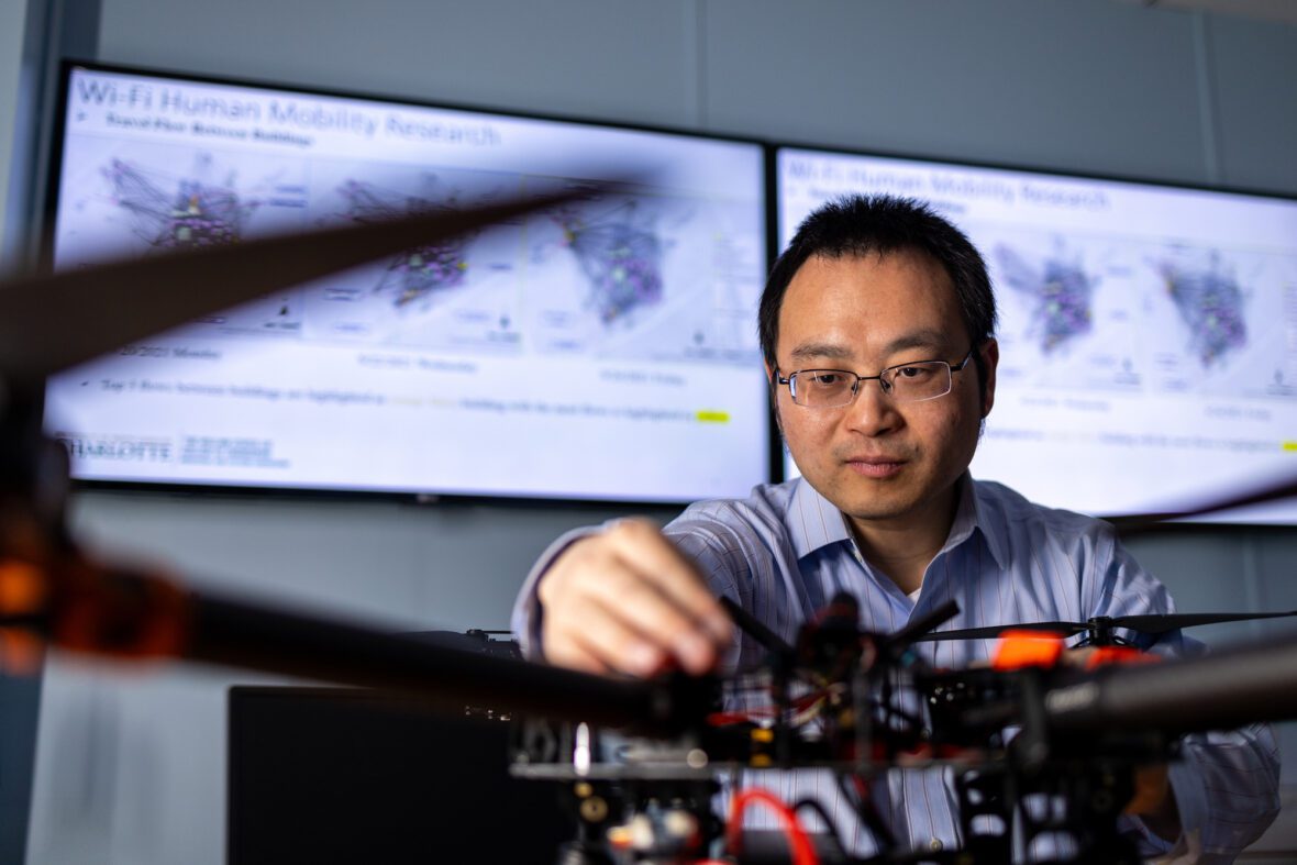 UNC Charlotte professor working in the engineering lab