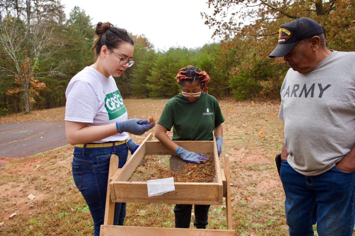 UNC Charlotte Students working outside